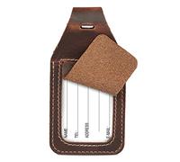 Londo Genuine Leather Luggage ID Tag with AirTag Slot (Light Brown)