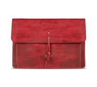 Londo Real Grain Leather MacBook Pro Case with Front Pocket & Flap Closure (Red, 15-16 Inches)