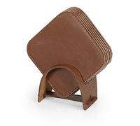 Londo Pu Leather Plain Coaster (Set of 6) (Light Brown)