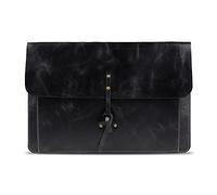 Londo Real Grain Leather MacBook Pro Case with Front Pocket & Flap Closure (Black, 13 Inches)