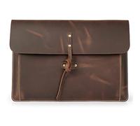 Londo Real Grain Leather MacBook Pro Case with Front Pocket & Flap Closure (Cinnamon, 15-16 Inches)