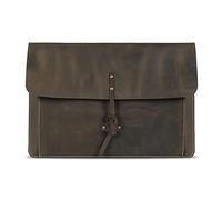 Londo Real Grain Leather MacBook Pro Case with Front Pocket & Flap Closure (Olive, 15-16 Inches)