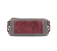 LONDO Toiletry Bag Genuine Leather and Canvas Travel Toiletry Bag Dopp Kit (Damson)