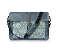 LONDO Top Grain Leather Zion Messenger Bag, Laptop Bag, Travel Bag for Work, Office, School (Blue, 15 inches)