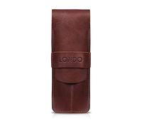 LONDO Two Compartment Genuine Leather Pen Case with Sleeve Cover Brown OTTO445