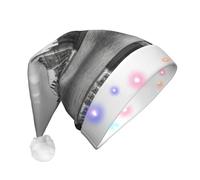 London 1 Print Santa Hat With Led Lights, Funny Christmas Hats For Adults For New Year Holiday Party Supplies