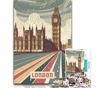 London 1000 Piece Jigsaw Puzzle for Adults Teens,Staycation Kill Time Every Piece Is Unique - Challenging Family Fun Game 75x50cm