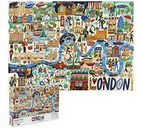 London 1000 Piece Jigsaw Puzzle - Illustrated City Scene with Queen Elizabeth II & King Charles III - Puzzle for Adults & Kids - 100% Recycled Card - by Bopster