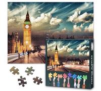 London 1000 Pieces Puzzles for Adults England Big Ben Cityscape,Hard Difficult Challenging Jigsaw Puzzles Westminster Bridge at Sunset Puzzle Games for Adults 50x70 cm