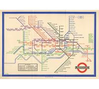 London 1930' Map, Retro Subway Tube Map Poster Print, Framed Print, Ready To Hang Canvas, Wall Art, Home Decor Various Sizes