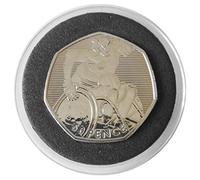 London 2012 WheelChair Rugby Brilliant Uncirculated 50p Sports Coin protected in a clear acrylic coin Airtile capsule Holder