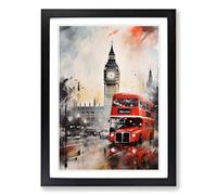 London Action Painting Framed Print | A2 Black Framed Wall Art | Ready to Hang | Modern Historical Picture | Living Room Bedroom Lounge Office