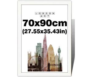 London Art 70x90cm Large White Picture Frames-Maxi Poster & Photo Frames With HD Perspex-Solid MDF Wood-Perfect For Gallery Wall Art-Home & Office Décor(White) (70x90cm (27.55x35.43in))