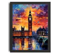 London Artwork Colourful Big Ben Picture Cityscape Art House of Parliament Print Poster A4 - Wall Art Home Decor Movie Poster Canvas Film Cinema Retro Vintage Cult Classic Nostargic Saga Modern repri