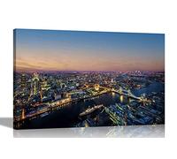 London At Sunset Thames Canvas Wall Art Prints Home Decoration Cityscape Pictures Room Modern Art Landscape Framed Artwork 60 x 40cm (24 x 16 inches) A2