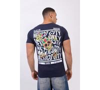 LONDON ATTITUDE Men's Navy Mexico City Dia De Los Muertos Skull Graphic T-Shirt in Dark Blue | Size: XL LONDON ATTITUDE Dark Blue XL