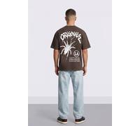 LONDON ATTITUDE Men's Originals Oversized Heavyweight Spider Graphic T-Shirt in Chocolate | Size: Large LONDON ATTITUDE Chocolate L