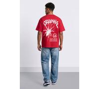 LONDON ATTITUDE Men's Originals Oversized Heavyweight Spider Graphic T-Shirt in Red | Size: Medium LONDON ATTITUDE Red M
