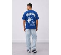 LONDON ATTITUDE Men's Originals Oversized Heavyweight Spider Graphic T-Shirt in Royal | Size: Large LONDON ATTITUDE Royal L