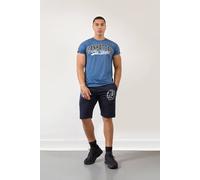 LONDON ATTITUDE Men's Teal Blue Manhattan Regular Fit T-Shirt with Logo Tape Detailing | Size: Large LONDON ATTITUDE Teal L