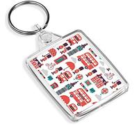 London Attractions Keyring - IP02 - Red Bus Big Ben Britain England #14506