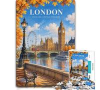 London Autumn Scene Jigsaw Puzzle for Adults 1000pcs (38x26cm) Challenge | For the festive season: Adult jigsaw puzzle with 1000 pieces fits Christmas gifting, holiday breaks and winter weekends.