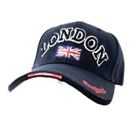 London Baseball Cap, Black, with Union Jack Flag Embroidery