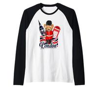 London Bear Guard Big Ben Red Phone Booth Union Jack UK Raglan Baseball Tee