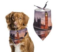 London Big Ben at Dawn Cute Dog Bandanna Scarf Printed Adjustable Triangle Pet Kerchief for Dogs And Cats