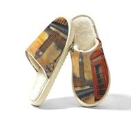 London Big Ben Autumn Slippers for Women Men, Memory Foam House Shoes S