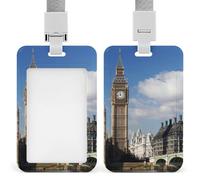London Big Ben Badge Holder,Durable Sturdy Lanyard Badge Protector Push-Pull Type Adjustable Fashionable Work ID Cover for Metro Nurse Office