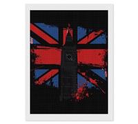 London Big Ben British Union Jack Flag Diamond Painting Kits for Adults Full Square Drill Diamond Art 12"x16"