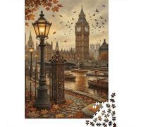 London Big Ben Classic 1000 Pc Rigid Cardboard Jigsaw Thames River for Seniors Brain Training Rainy Day Fun Must-Have for Puzzle Lovers 52x38cm/1000pcs