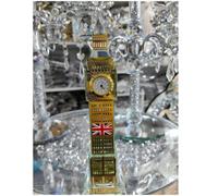London Big Ben Crystal Clock Table Shelf Showpiece Souvenir Gold