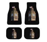 London Big Ben Funny Car Floor Mats All Weather 4-Piece Automotive Foot Mat Set Non-Slip Rugs Carpet