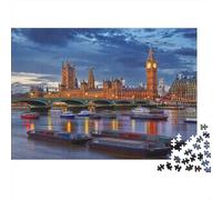 London Big Ben Jigsaw Puzzles 1000Pc Recycled Material Thames River Puzzle for boy & girl Fun Present & Activity for Home Ideal for Child‘s Birthday Gift 52x38cm/1000pcs