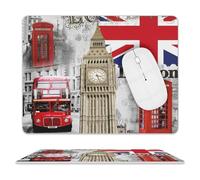 London Big Ben Leather Mouse Pad Waterproof Computer Mouse Mat Non-Slip Gaming Mousepad Cute Square Mouse Pad for Computers Laptop Gaming Office Home 8" X 10