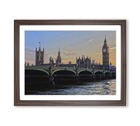 London Big Ben Parliament Framed Wall Art Print A3 Walnut