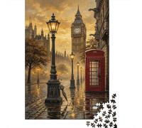 London Big Ben Premium 1000 Pieces Thick Cardboard Puzzle Red Phone Booth Kids 12+ Teenagers Indoor Activity Idea 52x38cm/1000pcs