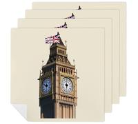 London Big Ben Reusable Cloth Napkin Set Soft Dinner Napkins Square Table Serviettes for Kitchen Dining Room