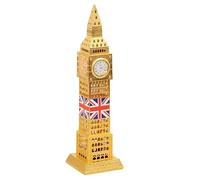 London Big Ben Tower Model with Flag - 24cm Clock Tower Statue UK Landmark Ornament Tourism Souvenir England Big Ben Figurine for Home, Office, Desktop Decor Multi Color (Gold)