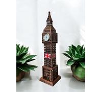 London Big Ben Tower Model with Flag - 24cm Clock Tower Statue UK Landmark Ornament Tourism Souvenir England Big Ben Figurine for Home, Office, Desktop Decor Multi Color (Rose Gold)