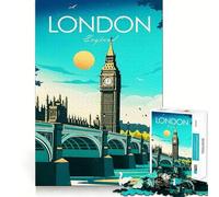 London Big Ben Travel Jigsaw Puzzle 1000 Piece for Teenagers Cognitive Boost Smooth Connection Fun Play Art Piece (38x52cm)