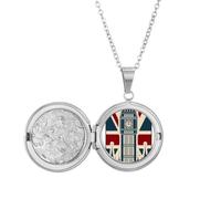 London Big Ben Union Jack United Kingdom UK Locket Necklace Hold Picture Jewelry Birthday Gift