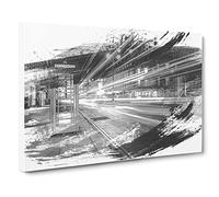 London Blurred Lights Red Telephone Box V1 Canvas Print | Gallery Wrapped 30mm Frame Wall Art | 24x16 inches | Ready to Hang | Modern Picture | Living Room Bedroom Lounge Office