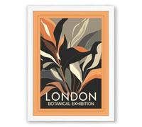 London Botanical Exhibition Art Deco Framed Wall Art Print A1 (84.1×59.4cm) White, Wall Decor for Living Room, Bedroom, Office & Home, Ready to Hang, Art Gift