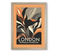 London Botanical Exhibition Art Deco Framed Wall Art Print A2 (59.4×42cm) Oak, Wall Decor for Living Room, Bedroom, Office & Home, Ready to Hang, Art Gift