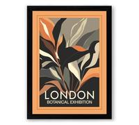 London Botanical Exhibition Art Deco Framed Wall Art Print A3 (42×29.7cm) Black, Wall Decor for Living Room, Bedroom, Office & Home, Ready to Hang, Art Gift