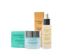 Hyaluronic Acid +CBD Day Cream 50ml+ Vitamin C +CBD Serum 30ml THC Free London Botanical Laboratories Clear One Size