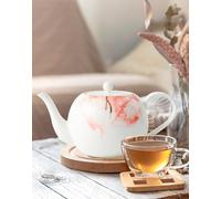 London Boutique 1.2L Large White Teapot with Gold Rim, Built-in Filter for Loose Leaf Tea, Lightweight Fine Chin 1888 collection White 1000ml